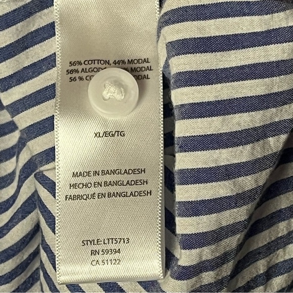 BeachLunchLounge | Blue Striped Boxy Button Front Tie Waist Top, XL - Picture 7 of 7